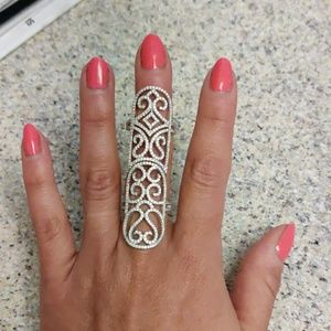 925 CZ  long finger knuckle ring